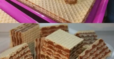 Waffeln mit Halva-Füllung auf einem Teller serviert