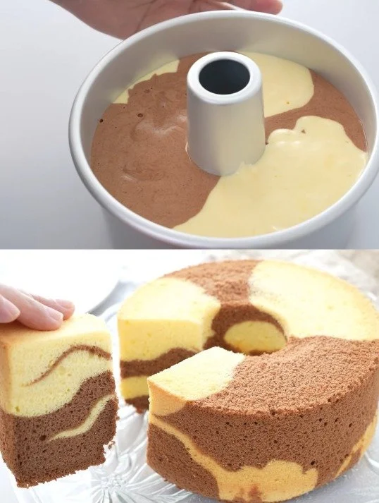 Zitronen-Joghurt-Kuchen mit Kakao auf einem Teller