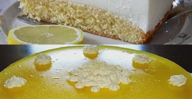 Leckerer Zitronen-Joghurtkuchen auf einem Teller, ideal zum Genießen.