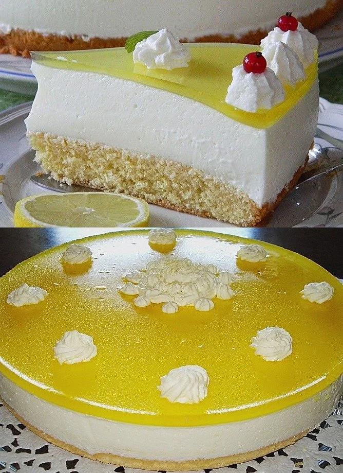 Leckerer Zitronen-Joghurtkuchen auf einem Teller, ideal zum Genießen.