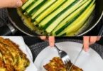 Leckere Zucchini-Puffer auf einem Teller mit frischen Kräutern.