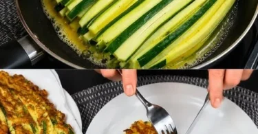 Leckere Zucchini-Puffer auf einem Teller mit frischen Kräutern.