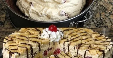 Banana Split Kasekuchen ohne Backen in 15 Minuten, lecker und schnell zubereitet