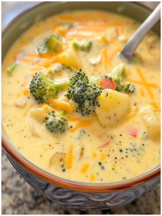 Brokkoli Kartoffel Suppe mit Käse, schnell und einfach in 20 Minuten zubereitet