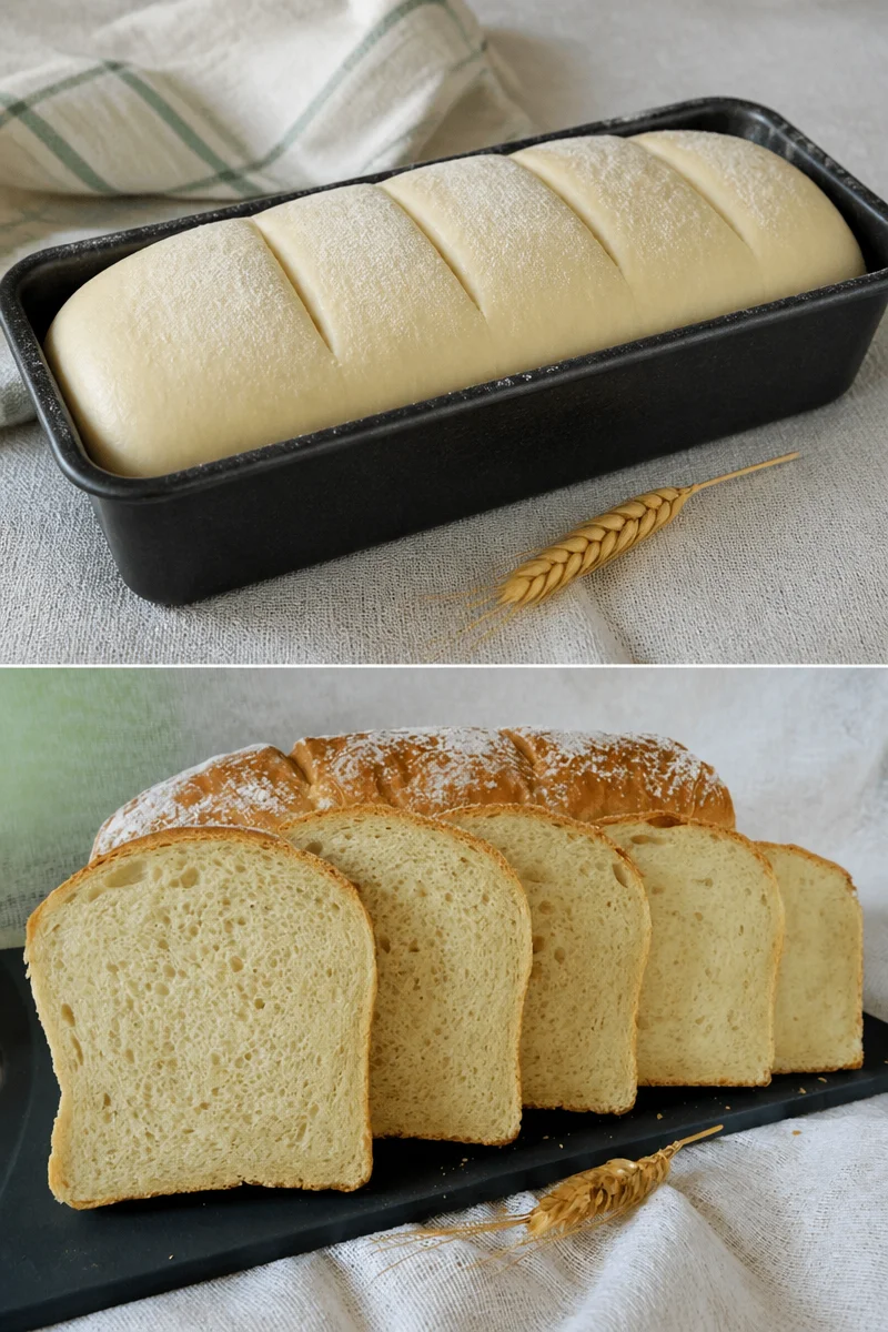 Scheiben von Buttermilch Sandwichbrot auf einem Holzbrett