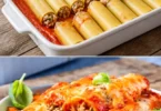 Leckere Cannelloni mit Hackfleisch aus frischen Zutaten zubereitet