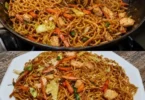 Chinesische Hähnchen Nudeln mit 200 g saftigem Fleisch und frischem Gemüse