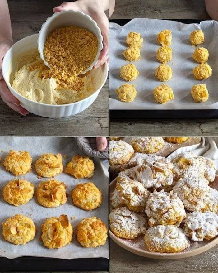 Leckere Cookies mit Cornflakes auf einem Teller