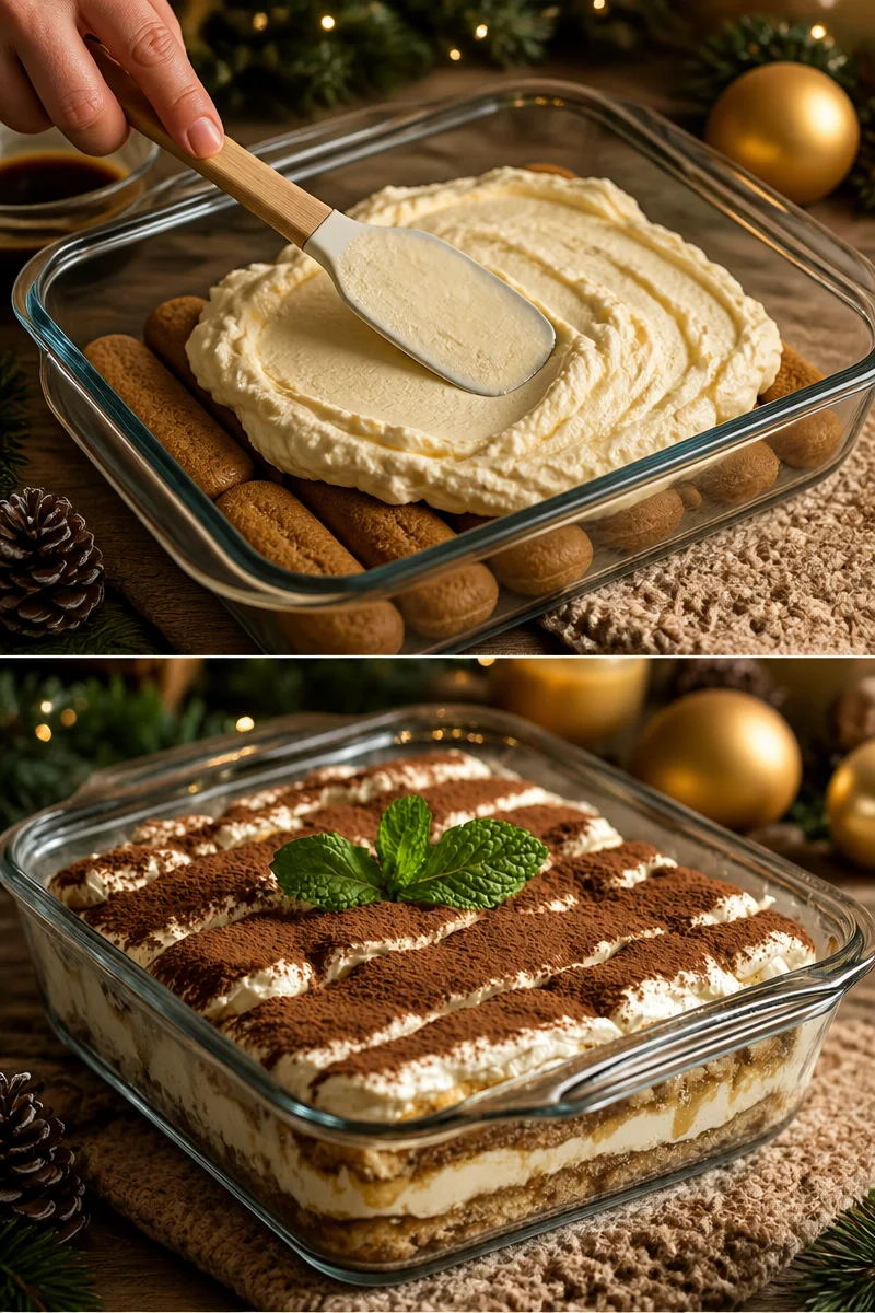 Eierlikör-Tiramisu mit Mascarpone in einer eleganten Dessertpräsentation