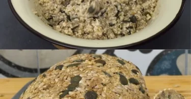 Brot aus Kernen und Haferflocken auf einem Holzbrett