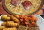 Zartes Fillet Roast in einer cremigen Senf-Käse-Sauce.