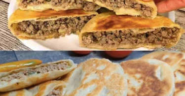 Fladen gefüllt mit Hackfleisch, ideal für eine sättigende Mahlzeit.