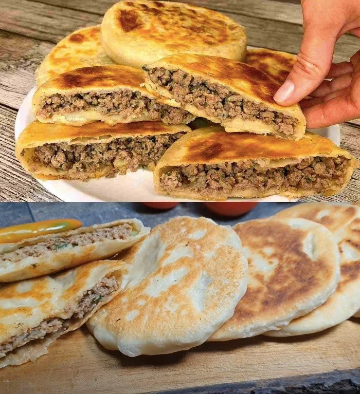 Fladen gefüllt mit Hackfleisch, ideal für eine sättigende Mahlzeit.