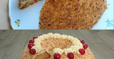 Leckerer Frankfurter Kranz aus Biskuit- und Rührteig auf einem eleganten Teller