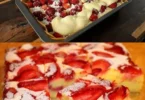 Fruchtiger Biskuitkuchen mit frischen Früchten und leichter Creme