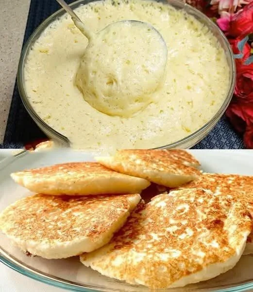 Gesunde Apfel-Joghurt-Pfannkuchen auf einem Teller mit frischen Äpfeln