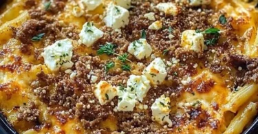 Griechischer Nudel-Auflauf mit Feta und Hackfleisch im Ofen
