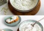 Griechisches Tsatsiki selbstgemacht mit Joghurt, Gurken, und Knoblauch