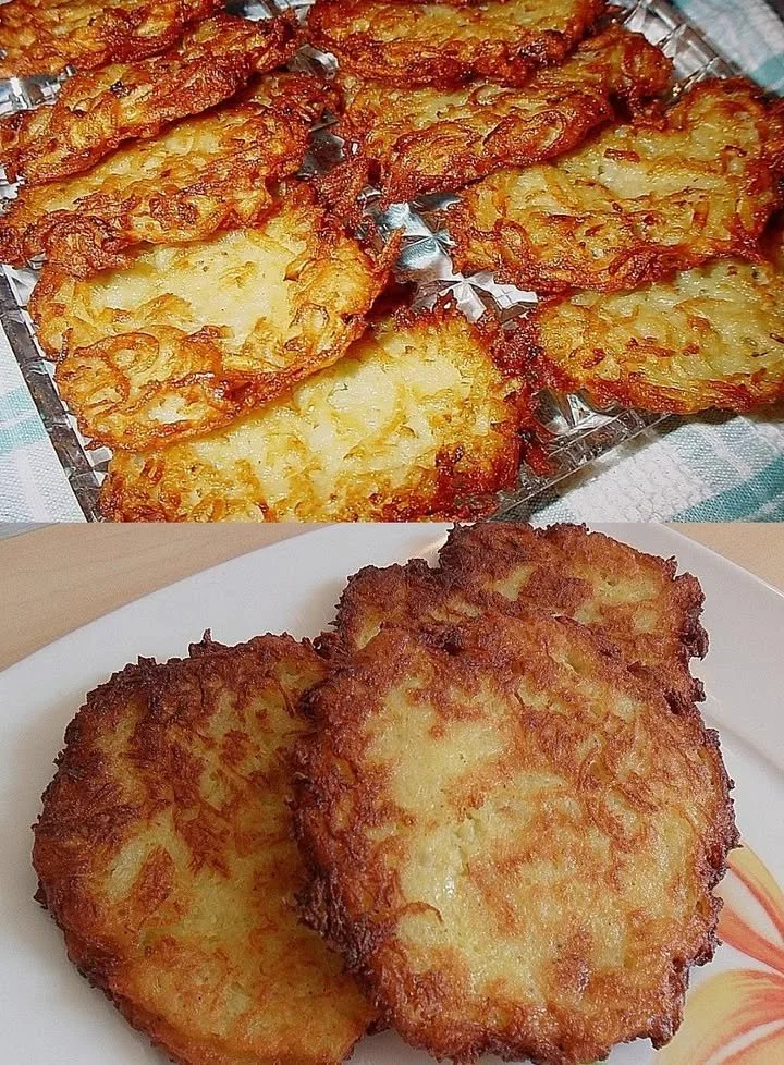 Großmutters traditionelle Reibekuchen serviert mit Apfelmus.