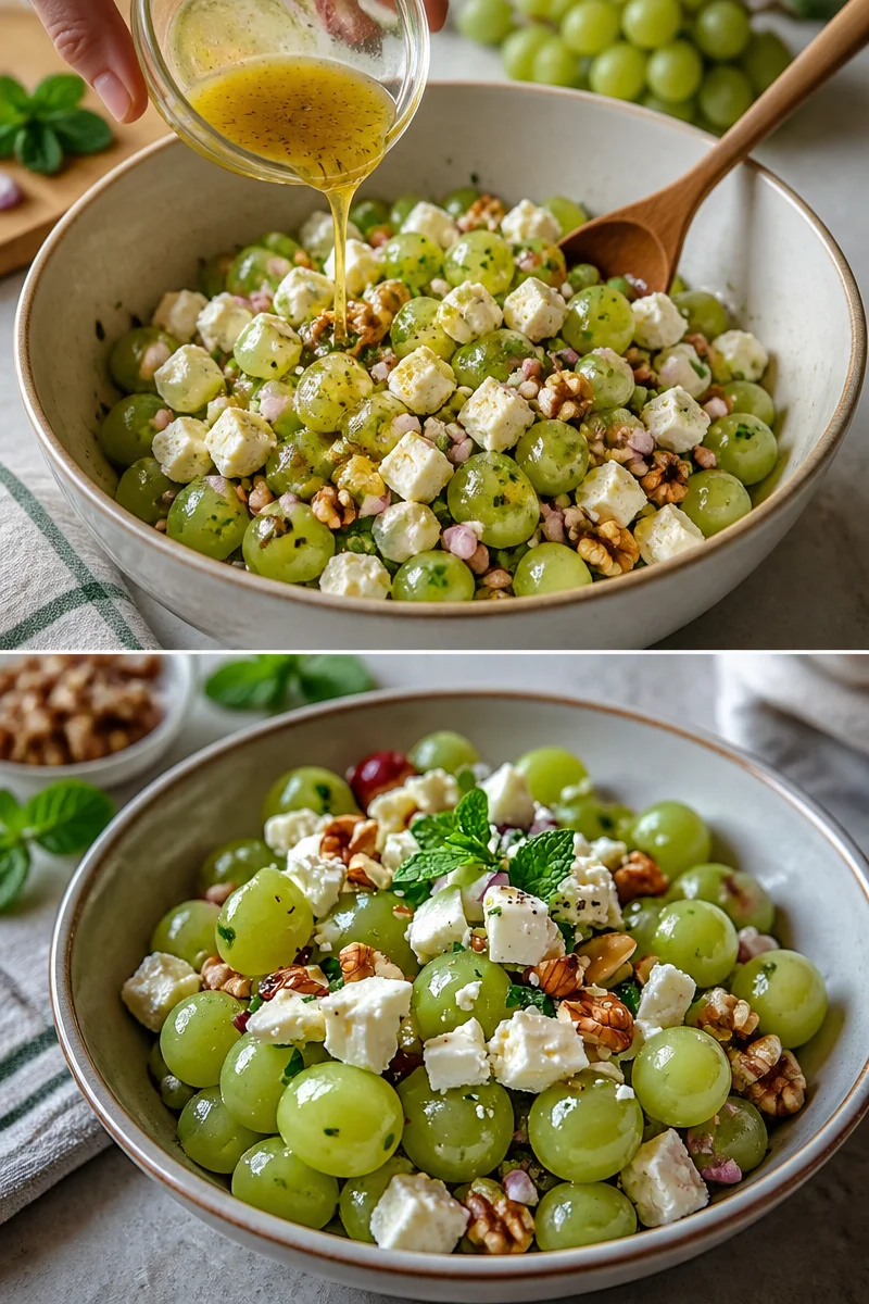 Grüner Trauben-Salat mit Feta und frischen Zutaten
