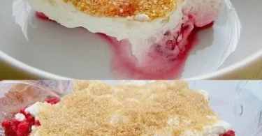 Himmlische Himbeer-Creme in einer Schüssel, dekoriert mit frischen Himbeeren.