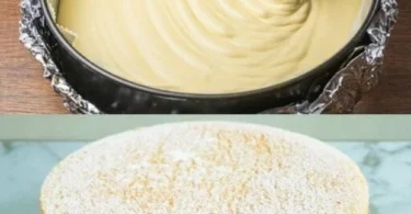 Leckerer Joghurtkuchen ohne Mehl auf einem Teller serviert