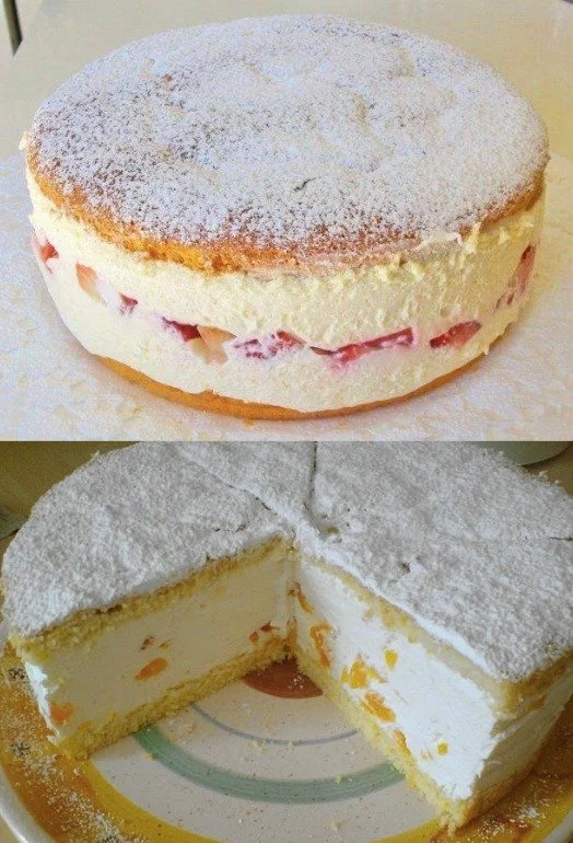 Delikate Käsesahne Torte mit frischer Sahne und Käse, perfekt zum Genießen.