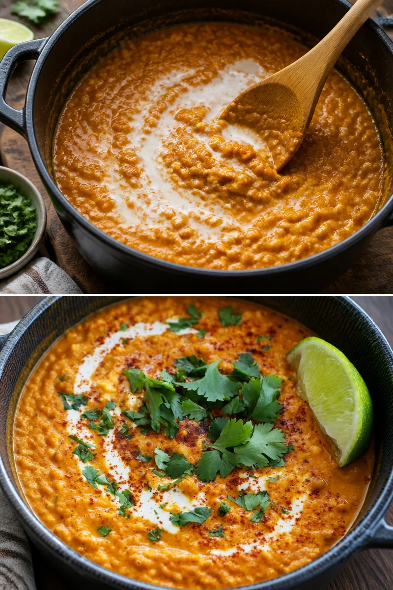 Schüssel mit leckerem Linsen-Dal, einem nahrhaften indischen Gericht.