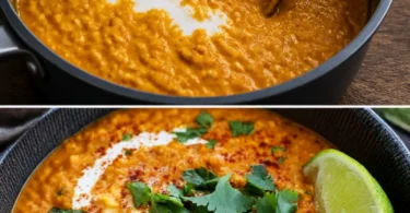 Schüssel mit Linsen-Dal, einem traditionellen indischen Gericht.