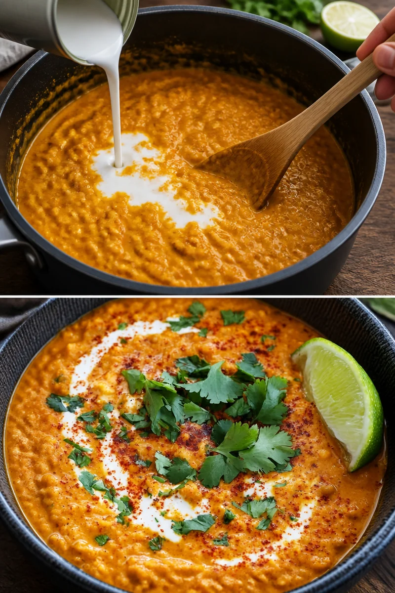 Schüssel mit Linsen-Dal, einem traditionellen indischen Gericht.
