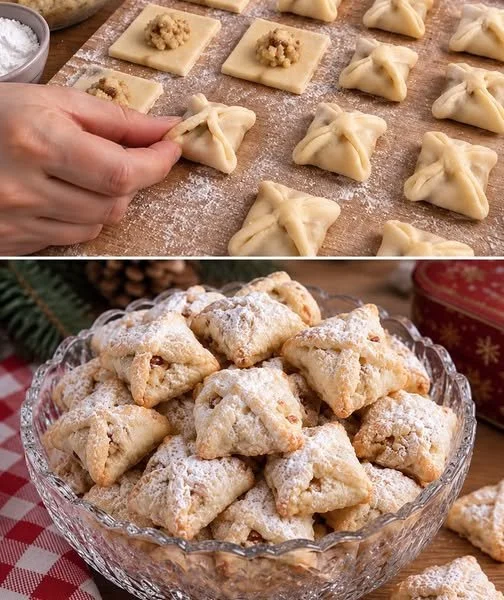 Zarte Weihnachtsplätzchen Nusskissen mit köstlicher Nussfüllung