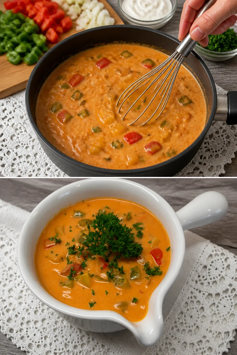 Hausgemachte Paprika Sauce in einer Schüssel, perfekt für jede Mahlzeit