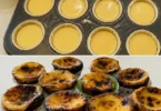 Leckere Pastéis de Nata auf einem Teller präsentiert.