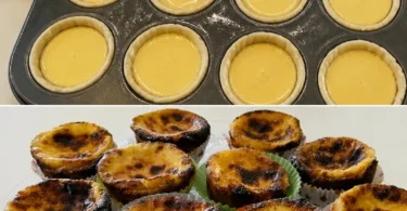 Leckere Pastéis de Nata auf einem Teller präsentiert.