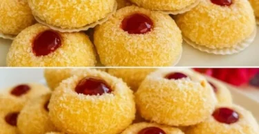 Leckere Plätzchen mit Konfitüre auf einem Teller