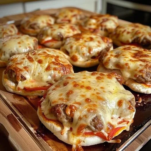 Leckerer Salami Burger mit geschmolzenem Mozzarellakäse auf einem frischen Brötchen