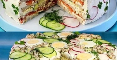 Sandwichtorte mit 10 Scheiben Brot für festliche Anlässe