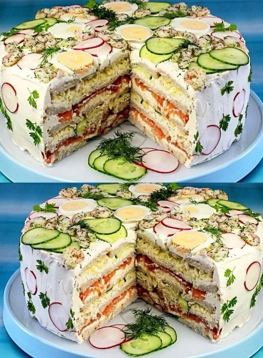 Sandwichtorte mit 10 Scheiben Brot für festliche Anlässe