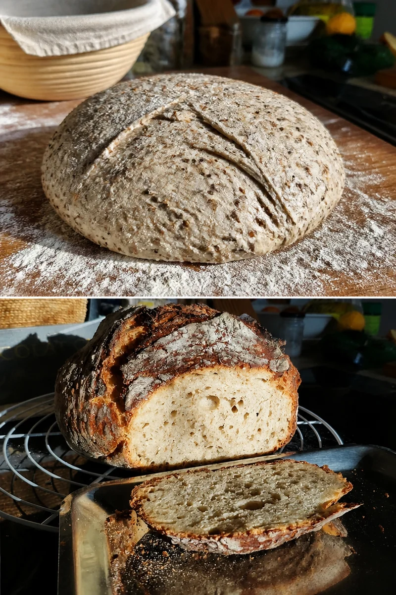 Hausgemachtes Sauerteigbrot frisch aus dem Ofen