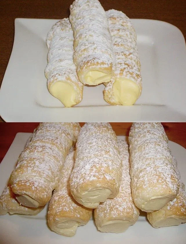 Schaumrollen mit italienischer Eischnee-Füllung auf einem Teller