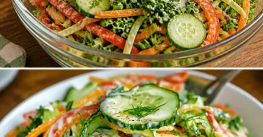 Frischer Gurkensalat für eine gesunde Ernährung als Schlankmacher.