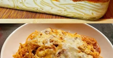 Leckerer Spaghetti Auflauf mit Mozzarella aus dem Ofen