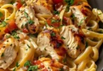 Tagliatelle mit saftigem Hähnchenbrustfilet in einer cremigen Sauce