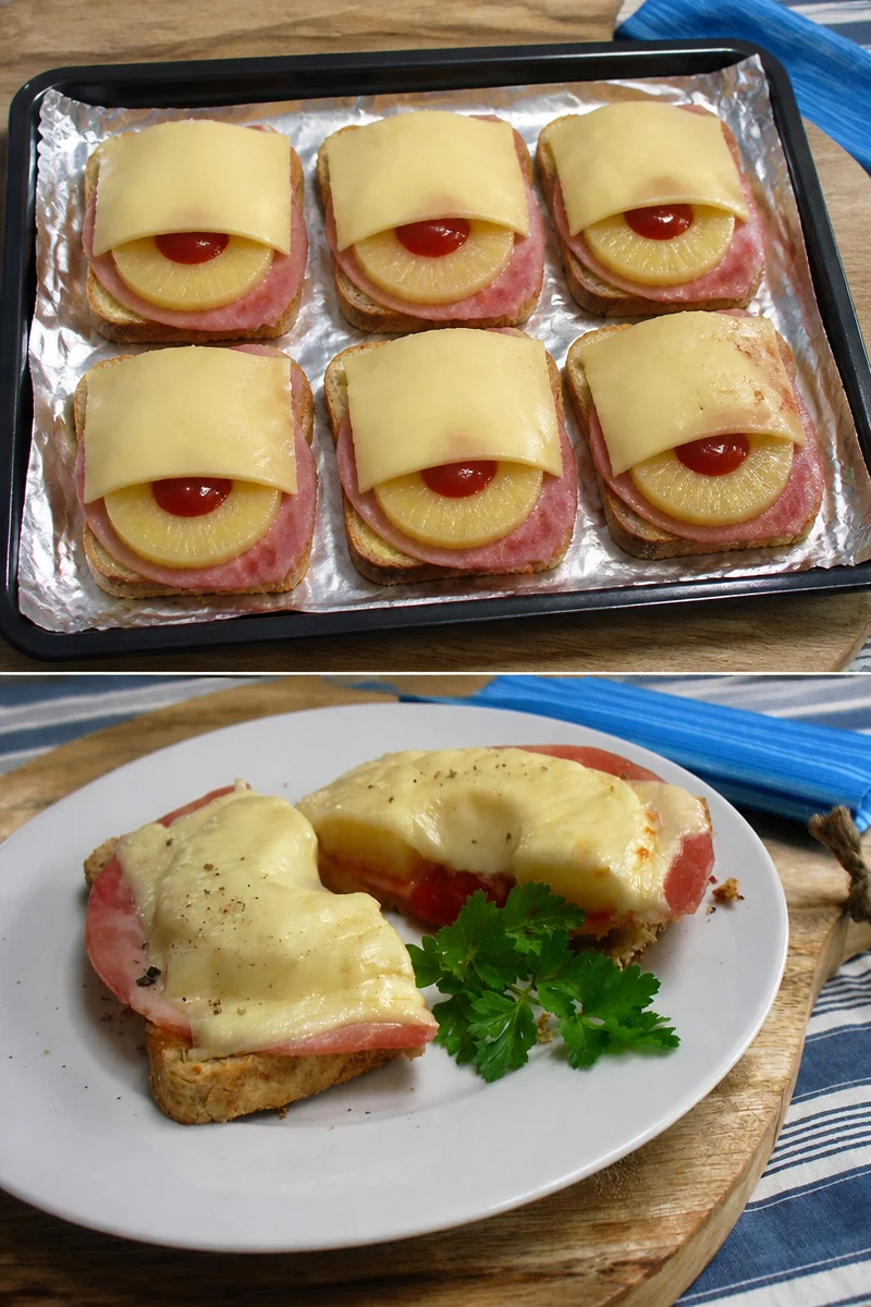 Leckerer Toast Hawaii mit Schinken, Ananas und Käse