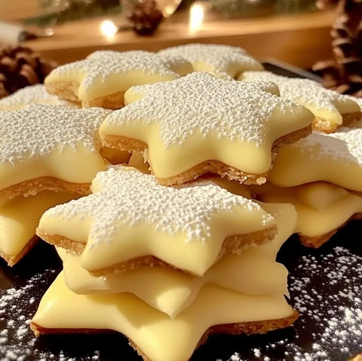 Leckere Vanille-Sternchen für die Weihnachtszeit auf einem Teller angerichtet.