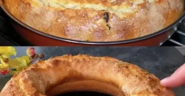 Ein köstlicher Zitronen-Rosinen-Kuchen auf einem weißen Teller