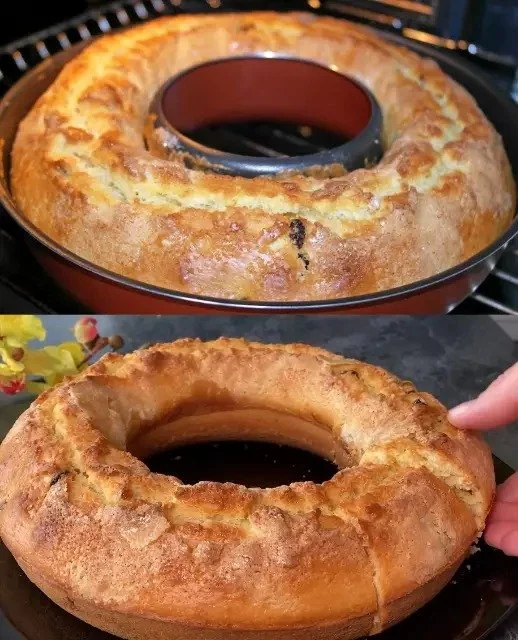 Ein köstlicher Zitronen-Rosinen-Kuchen auf einem weißen Teller