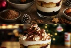 Festliches Advent Tiramisu mit Zimt und Lebkuchen in einer eleganten Dessertschale.