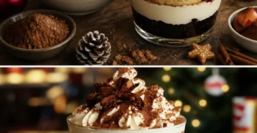 Festliches Advent Tiramisu mit Zimt und Lebkuchen in einer eleganten Dessertschale.