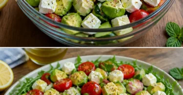Leckerer Avocado-Feta-Salat mit frischen Zutaten